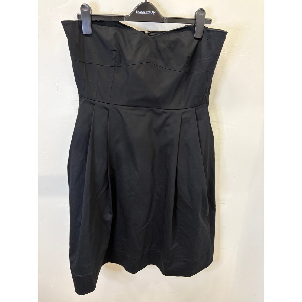 Vintage Calvin Klein Strapless Black Pleated Cocktail Dress Size 14